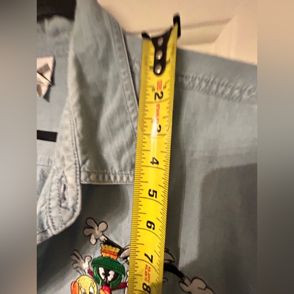 Vintage 90’s Looney Tunes Warner Bros Studio Store Denim Jean Shirt XL - Picture 7 of 7